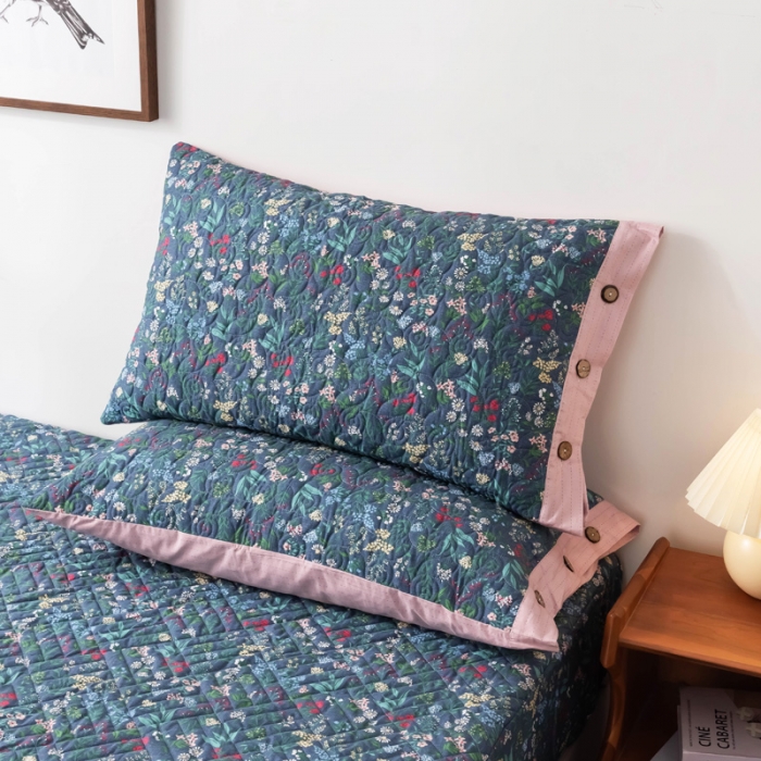 91家纺网 家纺一手货源 找家纺 优乐家纺 2023新款全棉印花绗绣单枕套 向阳花开