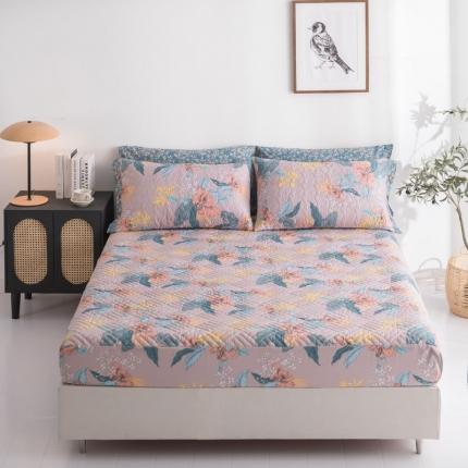 91家纺网 家纺一手货源 找家纺 优乐家纺 2023新款全棉印花绗绣单床笠 如沐春风