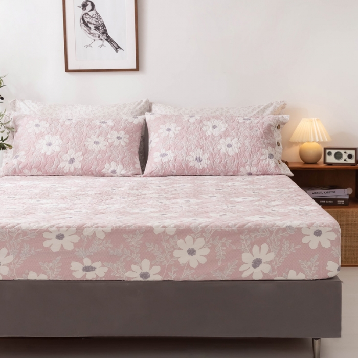 91家纺网 家纺一手货源 找家纺 优乐家纺 2023新款全棉印花绗绣单床笠 朝阳