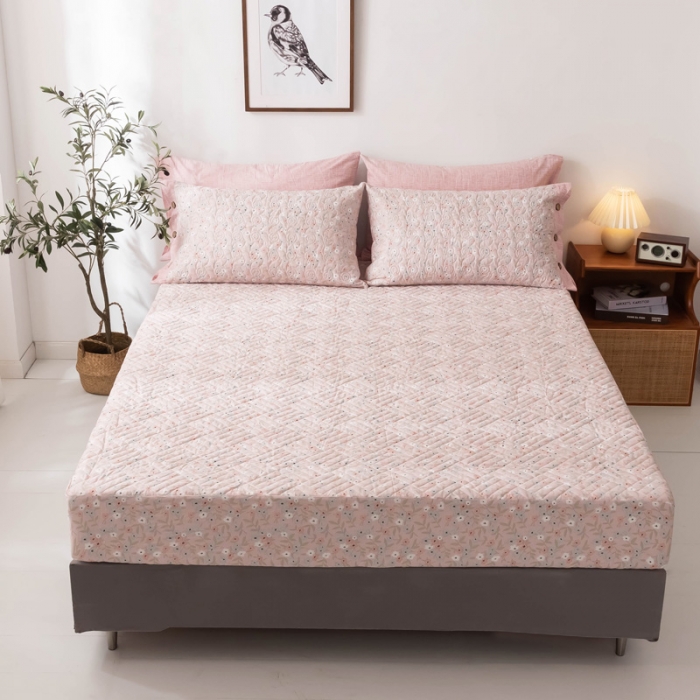 91家纺网 家纺一手货源 找家纺 优乐家纺 2023新款全棉印花绗绣单床笠 花语