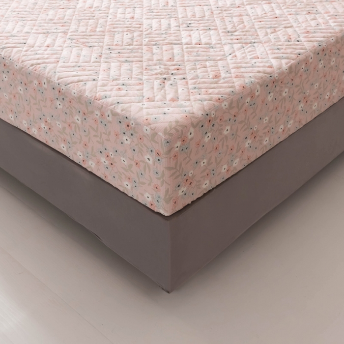 91家纺网 家纺一手货源 找家纺 优乐家纺 2023新款全棉印花绗绣单床笠 花语