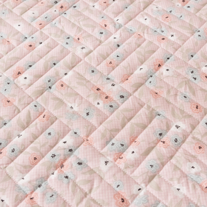 91家纺网 家纺一手货源 找家纺 优乐家纺 2023新款全棉印花绗绣单床笠 花语