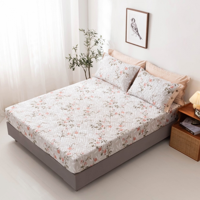 91家纺网 家纺一手货源 找家纺 优乐家纺 2023新款全棉印花绗绣单床笠 挪威仙草