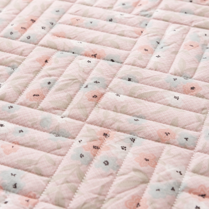 91家纺网 家纺一手货源 找家纺 优乐家纺 2023新款全棉印花绗绣单床笠 花语