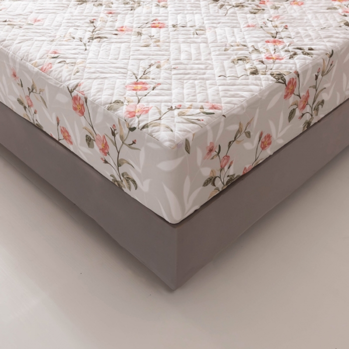 91家纺网 家纺一手货源 找家纺 优乐家纺 2023新款全棉印花绗绣单床笠 挪威仙草