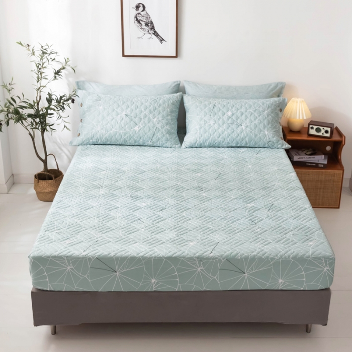 91家纺网 家纺一手货源 找家纺 优乐家纺 2023新款全棉印花绗绣单床笠 淑女格