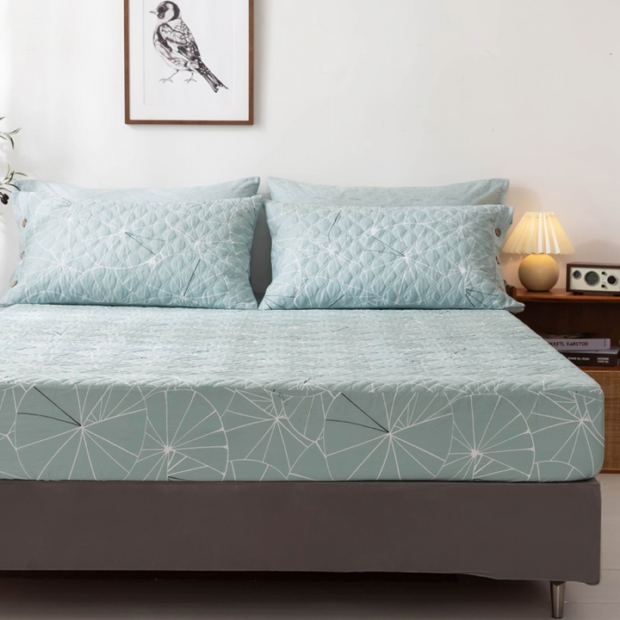 91家纺网 家纺一手货源 找家纺 优乐家纺 2023新款全棉印花绗绣单床笠 淑女格