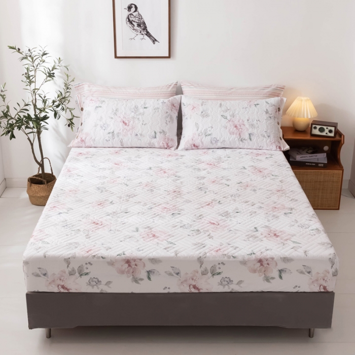 91家纺网 家纺一手货源 找家纺 优乐家纺 2023新款全棉印花绗绣单床笠 晚空