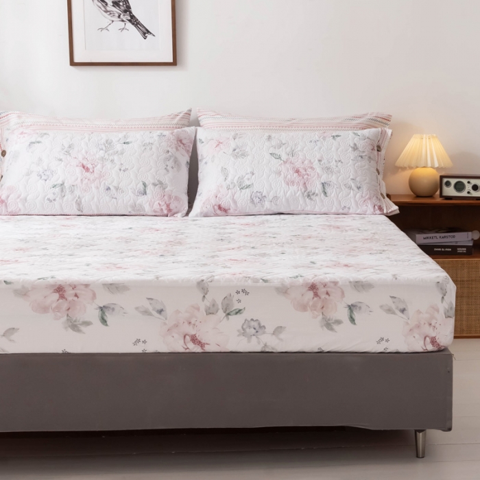 91家纺网 家纺一手货源 找家纺 优乐家纺 2023新款全棉印花绗绣单床笠 晚空