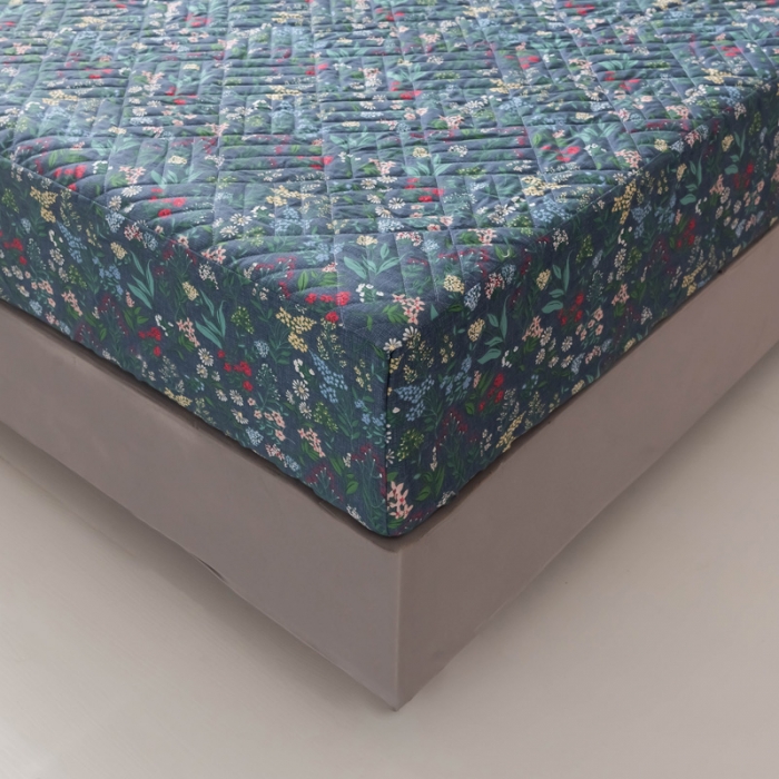 91家纺网 家纺一手货源 找家纺 优乐家纺 2023新款全棉印花绗绣单床笠 向阳花开