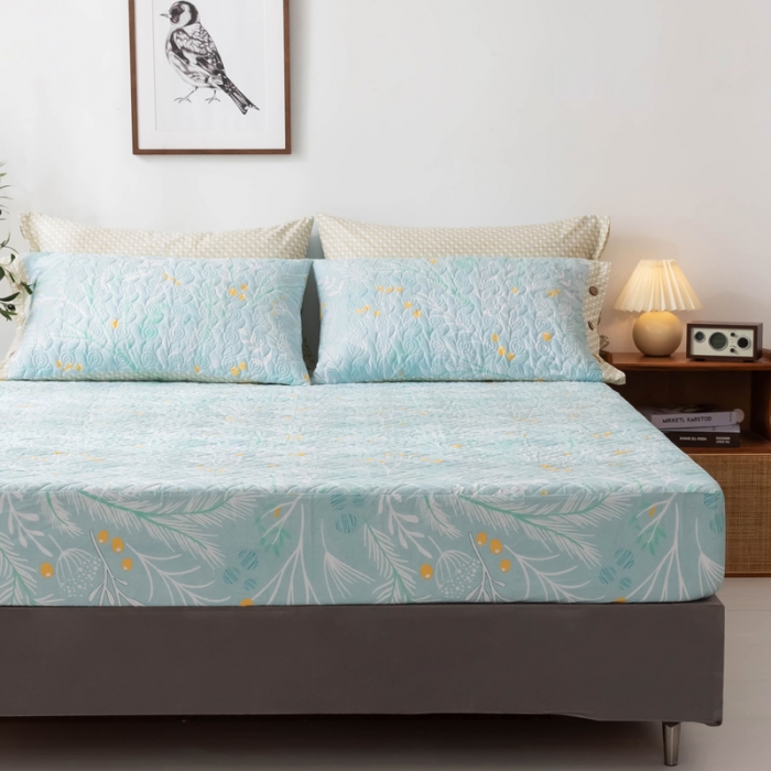 91家纺网 家纺一手货源 找家纺 优乐家纺 2023新款全棉印花绗绣单床笠 嫣然