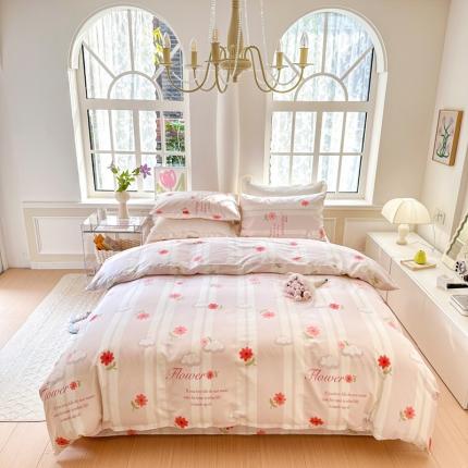 91家纺网 家纺一手货源 找家纺 优彩 2023新款全棉13372系列全A版床单被套四件套 花语