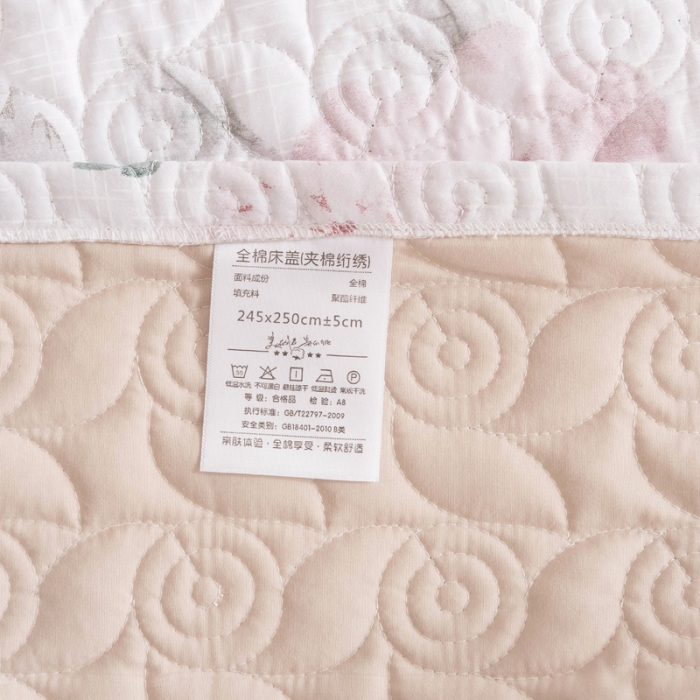 91家纺网 家纺一手货源 找家纺 优乐家纺 2023新款全棉印花绗绣单床盖 晚空