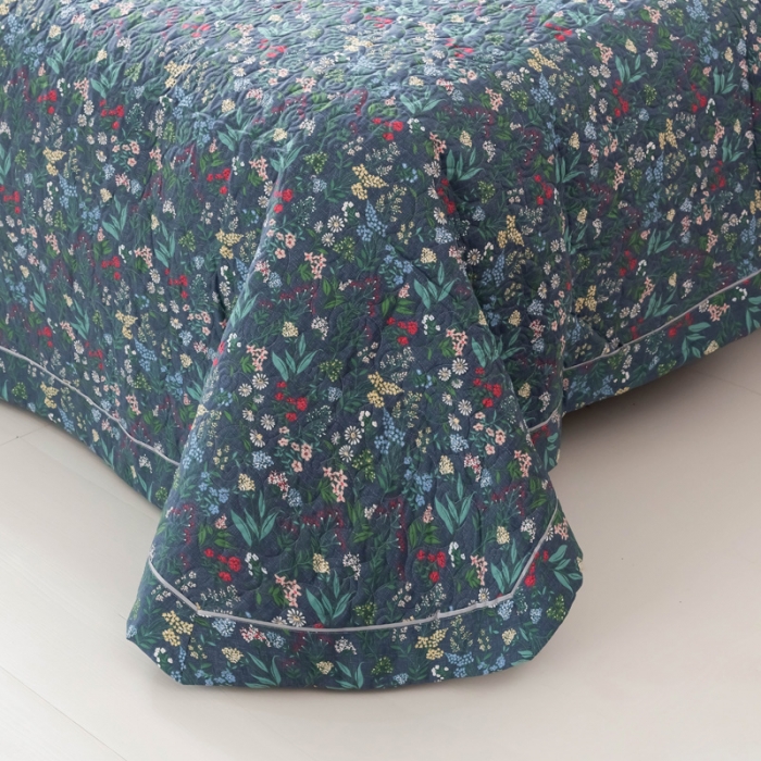 91家纺网 家纺一手货源 找家纺 优乐家纺 2023新款全棉印花绗绣单床盖 向阳花开