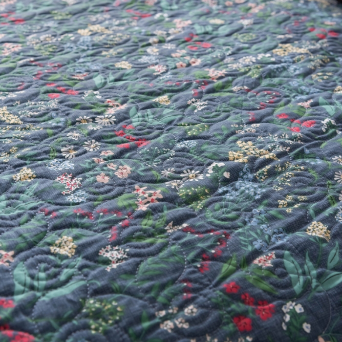 91家纺网 家纺一手货源 找家纺 优乐家纺 2023新款全棉印花绗绣单床盖 向阳花开