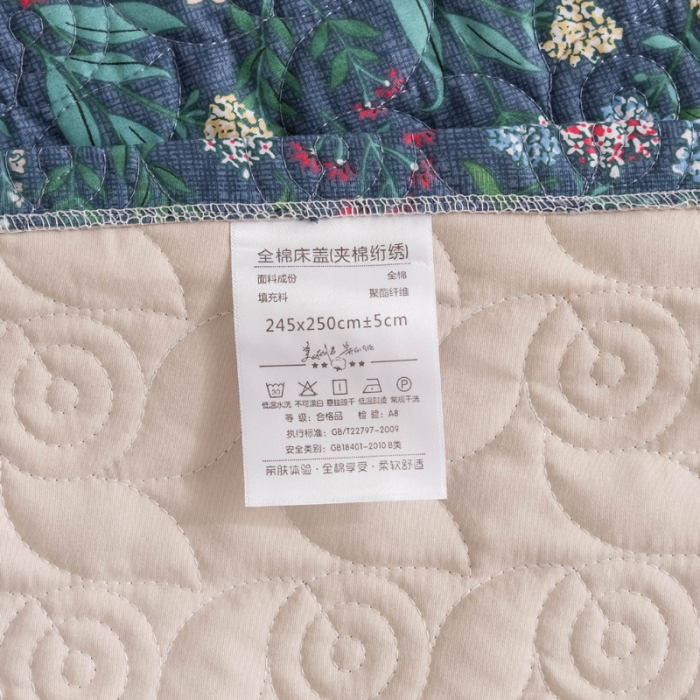 91家纺网 家纺一手货源 找家纺 优乐家纺 2023新款全棉印花绗绣单床盖 向阳花开