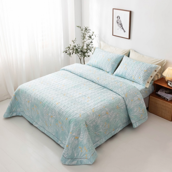 91家纺网 家纺一手货源 找家纺 优乐家纺 2023新款全棉印花绗绣单床盖 嫣然