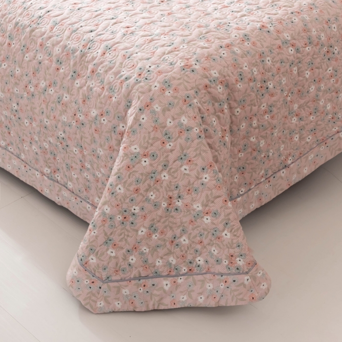 91家纺网 家纺一手货源 找家纺 优乐家纺 2023新款全棉印花绗绣单床盖 花语