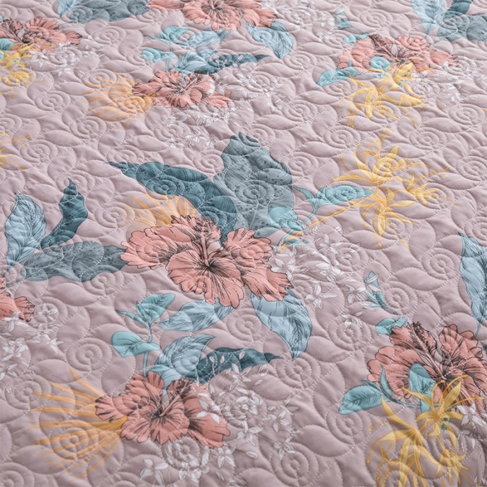 91家纺网 家纺一手货源 找家纺 优乐家纺 2023新款全棉印花绗绣单床盖 如沐春风