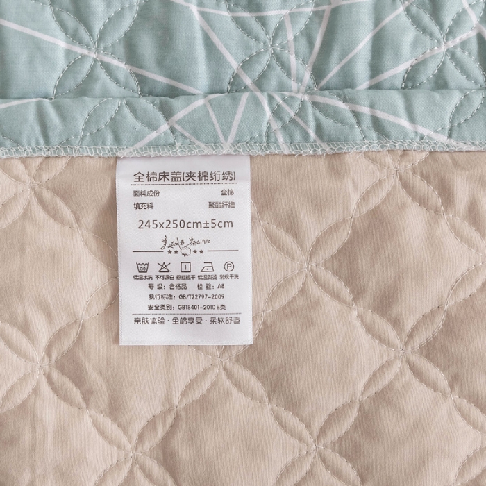 91家纺网 家纺一手货源 找家纺 优乐家纺 2023新款全棉印花绗绣单床盖 淑女格