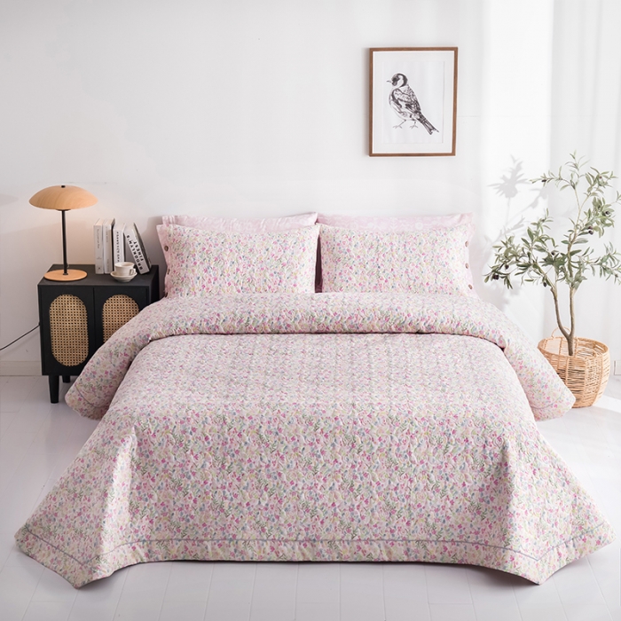 91家纺网 家纺一手货源 找家纺 优乐家纺 2023新款全棉印花绗绣单床盖 初晴