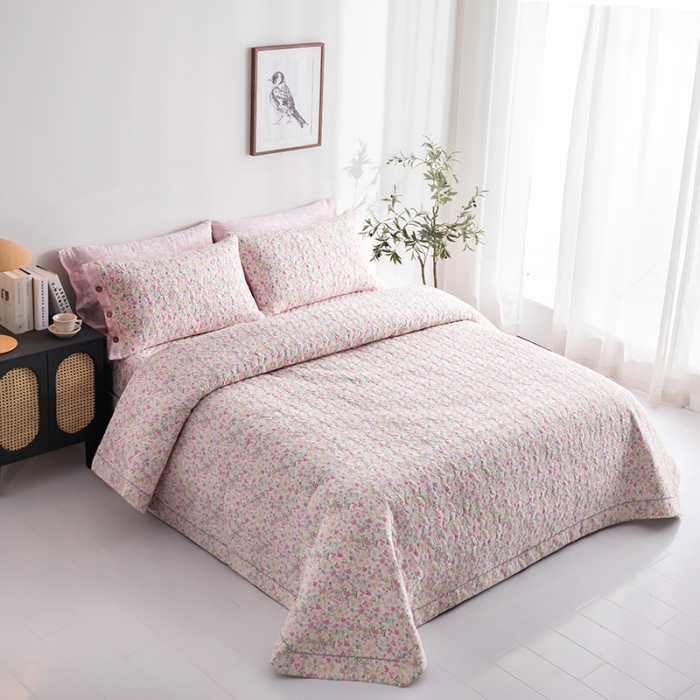 91家纺网 家纺一手货源 找家纺 优乐家纺 2023新款全棉印花绗绣单床盖 初晴