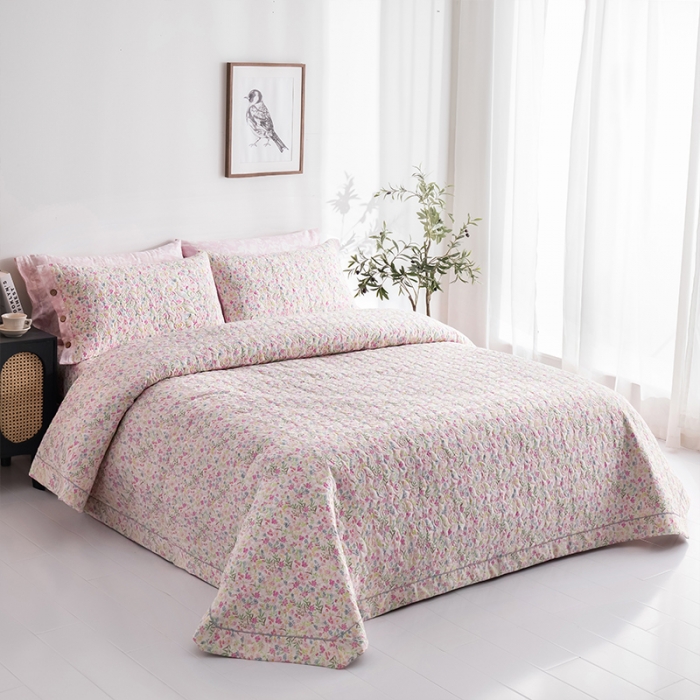 91家纺网 家纺一手货源 找家纺 优乐家纺 2023新款全棉印花绗绣单床盖 初晴