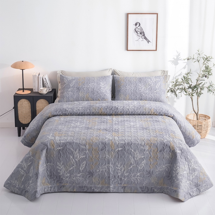 91家纺网 家纺一手货源 找家纺 优乐家纺 2023新款全棉印花绗绣单床盖 飞羽