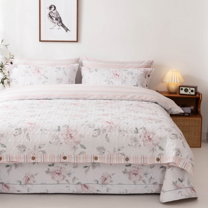 91家纺网 家纺一手货源 找家纺 优乐家纺 2023新款全棉印花绗绣单被套 晚空