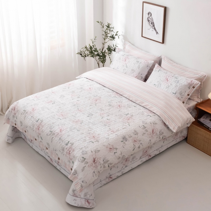 91家纺网 家纺一手货源 找家纺 优乐家纺 2023新款全棉印花绗绣单被套 晚空