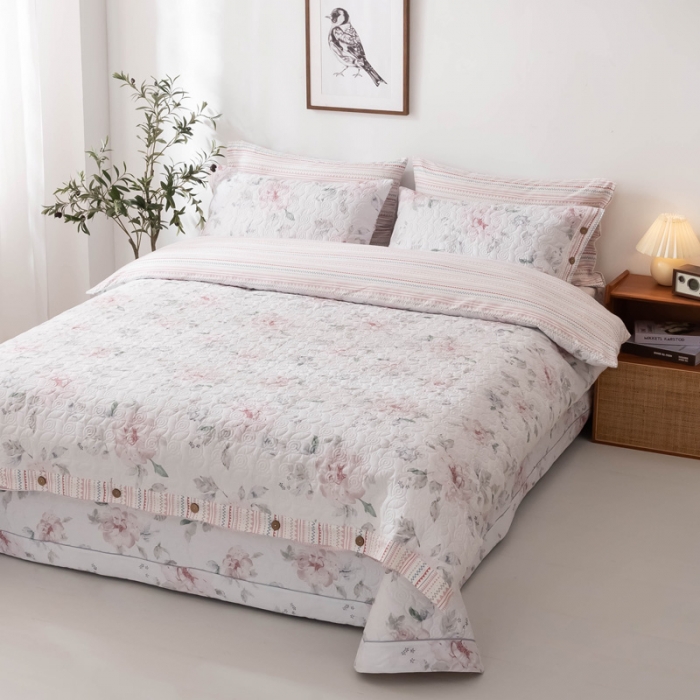 91家纺网 家纺一手货源 找家纺 优乐家纺 2023新款全棉印花绗绣单被套 晚空