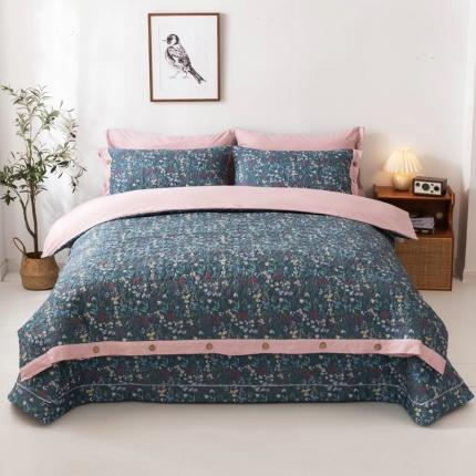 91家纺网 家纺一手货源 找家纺 优乐家纺 2023新款全棉印花绗绣单被套 向阳花开