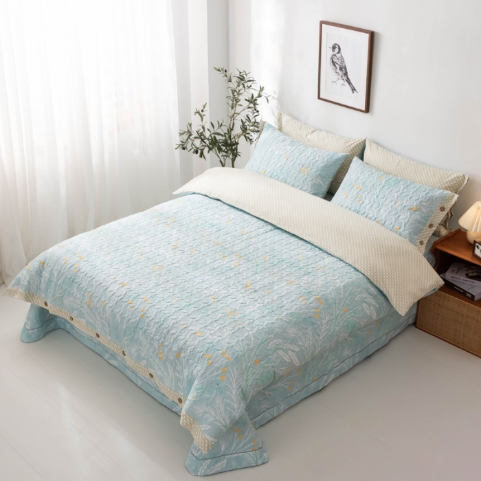 91家纺网 家纺一手货源 找家纺 优乐家纺 2023新款全棉印花绗绣单被套 嫣然