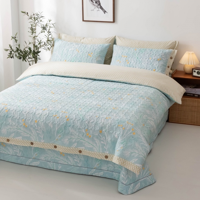 91家纺网 家纺一手货源 找家纺 优乐家纺 2023新款全棉印花绗绣单被套 嫣然