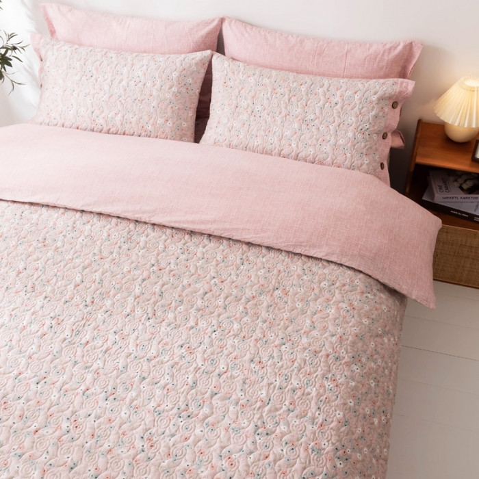 91家纺网 家纺一手货源 找家纺 优乐家纺 2023新款全棉印花绗绣单被套 花语