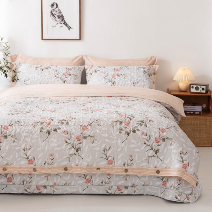 91家纺网 家纺一手货源 找家纺 优乐家纺 2023新款全棉印花绗绣单被套 挪威仙草