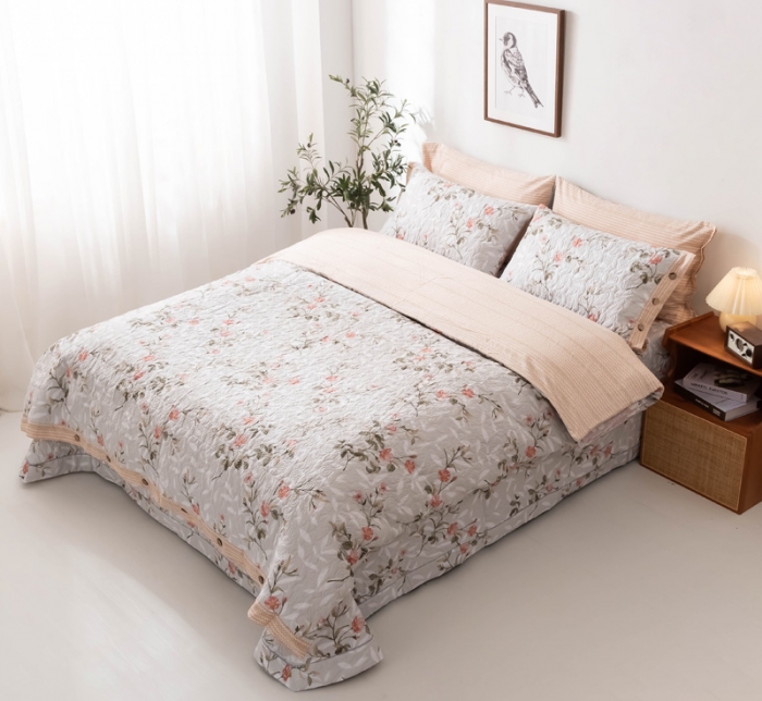 91家纺网 家纺一手货源 找家纺 优乐家纺 2023新款全棉印花绗绣单被套 挪威仙草