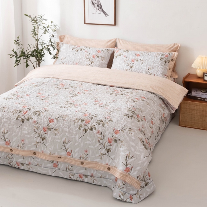 91家纺网 家纺一手货源 找家纺 优乐家纺 2023新款全棉印花绗绣单被套 挪威仙草