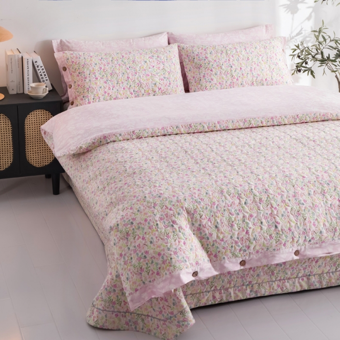 91家纺网 家纺一手货源 找家纺 优乐家纺 2023新款全棉印花绗绣单被套 初晴