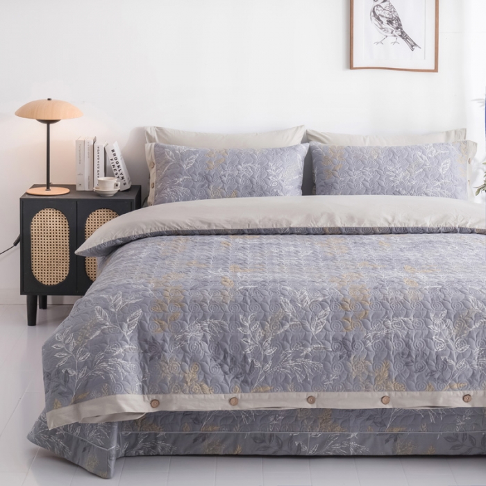 91家纺网 家纺一手货源 找家纺 优乐家纺 2023新款全棉印花绗绣单被套 飞羽