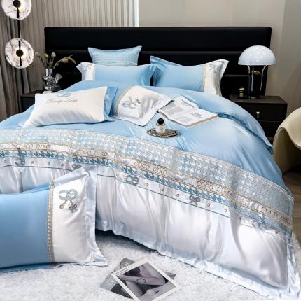 91家纺网 家纺一手货源 找家纺 （总）欧冠家纺 2023新款水洗真丝伊丽莎白系列四件套