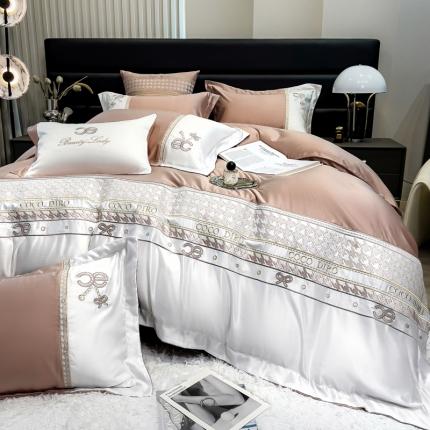 91家纺网 家纺一手货源 找家纺 （总）欧冠家纺 2023新款水洗真丝伊丽莎白系列四件套