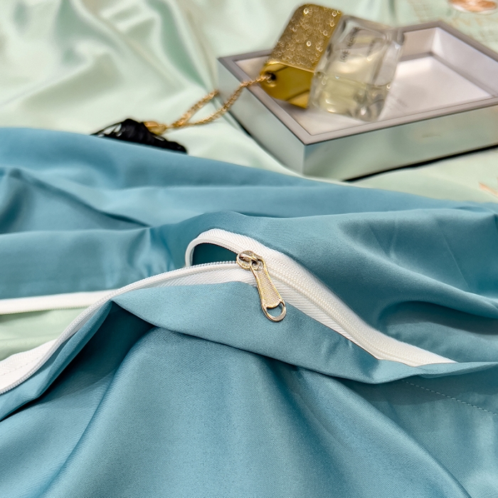 91家纺网 家纺一手货源 找家纺 绒世界 2024新款水洗真丝莱娅系列四件套 莱娅-薄荷绿