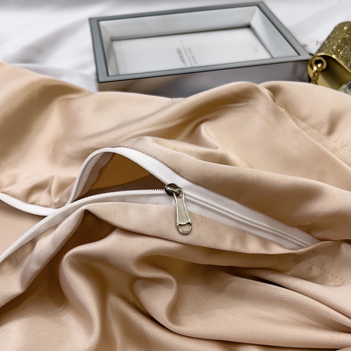 91家纺网 家纺一手货源 找家纺 绒世界 2024新款水洗真丝莱娅系列四件套 莱娅-山灰