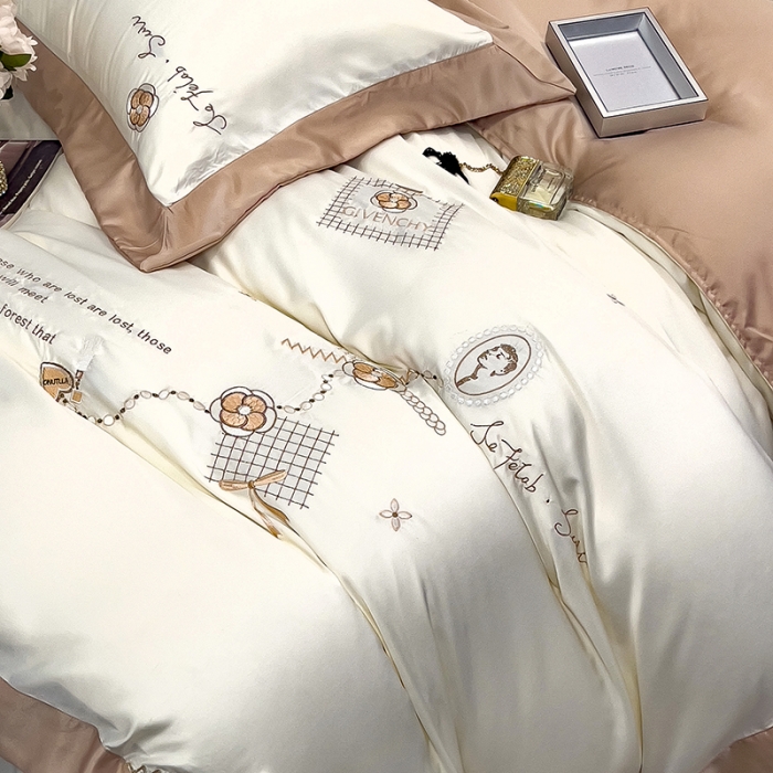 91家纺网 家纺一手货源 找家纺 绒世界 2024新款水洗真丝莱娅系列四件套 莱娅-珍珠白