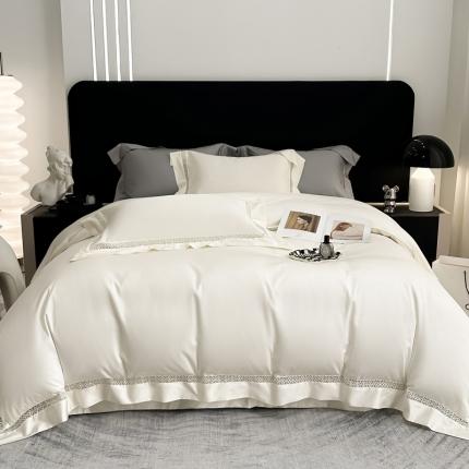 若未 2023新款50支长绒棉镂空轻奢四件套-奢梵克 贵族白