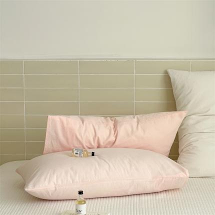 91家纺网 家纺一手货源 找家纺 六巷胡同 2023新款纯色水洗棉单品枕套 橡皮粉