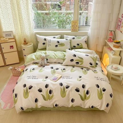 91家纺网 家纺一手货源 找家纺 蓝邻 2023新款全棉印花花卉系列四件套 郁香轻语