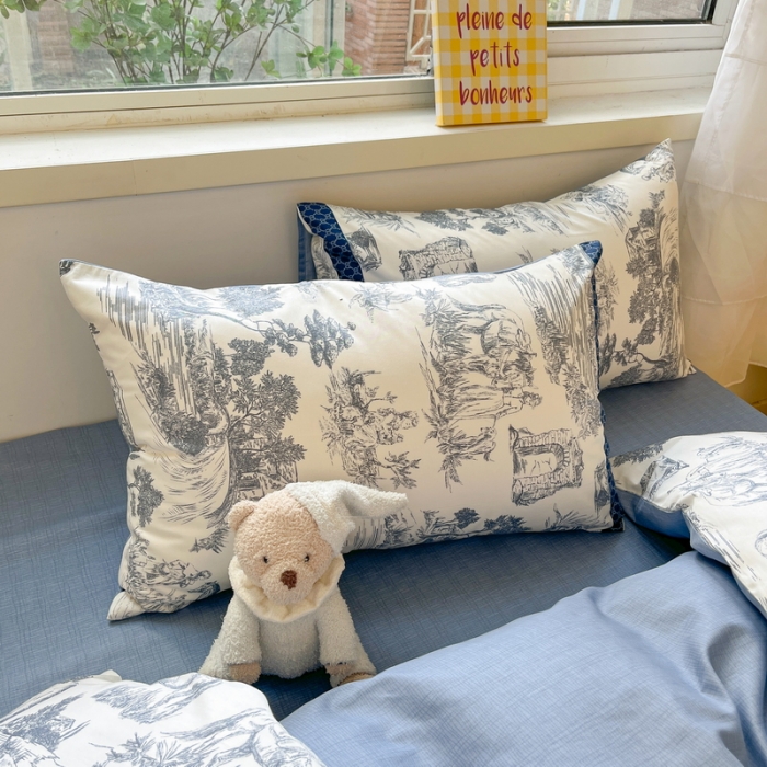 91家纺网 家纺一手货源 找家纺 蓝邻 2023新款全棉印花花卉系列四件套 爱丽丝