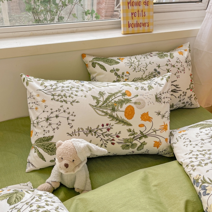 91家纺网 家纺一手货源 找家纺 蓝邻 2023新款全棉印花花卉系列四件套 浅香